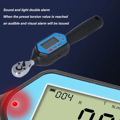 Vista 3 de Llave dinamométrica digital, conector de 1/4 pulgadas, pantalla digital electrónica, medidor de torsión ajustable, herramienta de zócalo, medidor