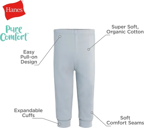 Vista 3 de Hanes Pantalones deportivos unisex Pure Comfort French Terry para niña y bebé, paquete de 2
