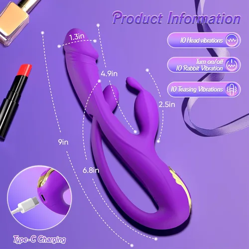Vista 5 de Juguetes sexuales vibradores de punto G para mujeres, consolador realista 3 en 1, juguete para adultos con 10 modos de vibración y enchufe anal