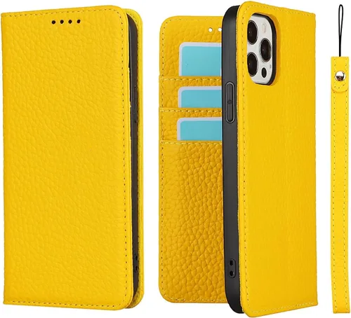 Vista 19 de iCoverCase Funda tipo cartera compatible con iPhone 13 Pro Max con tarjetero y correa para la muñeca, bloqueo RFID, funda magnética para teléfono