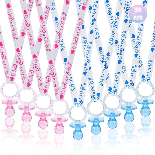 Vista 7 de XINHUIDALSQ Collar de 36 chupetes de baby shower, bonitos collares acrílicos para juegos de baby shower, regalos de fiesta, decoraciones