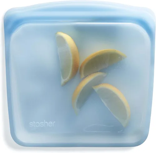 Vista 9 de Stasher Bolsas de silicona reutilizables de primera calidad, paquete de 2, aguamarina, 28 onzas Food-Safe Silicone, Leak-Free, BPA-Free