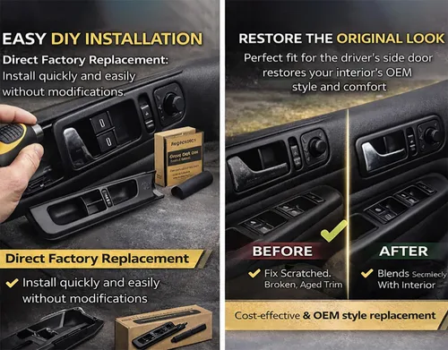 Vista 6 de Bisel del interruptor de ventana del lado del conductor, puerta delantera izquierda compatible con Volkswagen Passat B5 Jetta Golf Bora Mk4 Skoda Oe