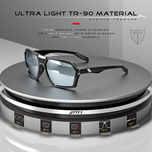 Vista 4 de ATTCL Gafas de sol polarizadas para hombre, gafas deportivas casuales con protección UV, marco hexagonal TR90