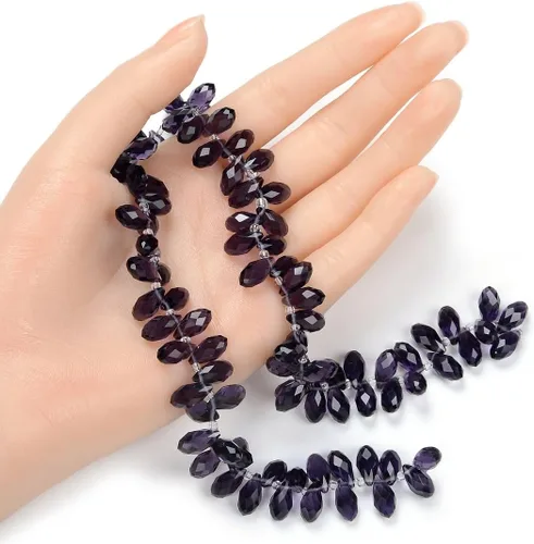 Vista 3 de 200pcs Checa 0.472 in Lágrima facetada Briolette Cristal Perlas Colgante de gota a granel Amatista Púrpura