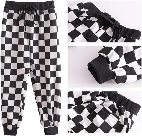 Vista 4 de Rolanko Pantalones deportivos para niñas, pantalones deportivos activos para niños con bolsillo, pantalones de calle Hip Hop de 4 a 14 años