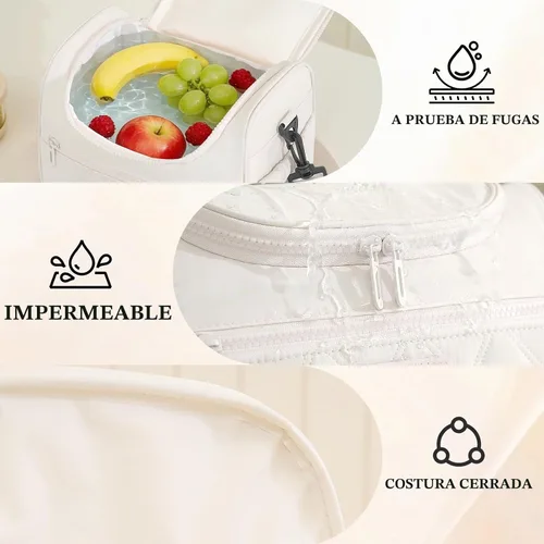 Vista 7 de Bolsa de almuerzo para mujer, suave y ligera, lonchera aislada a prueba de fugas con correas, lonchera térmica reutilizable para almuerzo