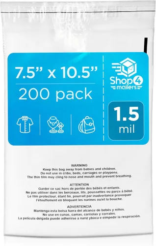 Vista 11 de Shop4Mailers Bolsa de polietileno transparente de 6 x 9 con advertencia de asfixia – Adhesivo autosellante, bolsa transparente de 1.5 mil para FBA