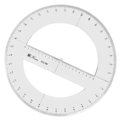 Vista 7 de SEIWEI Transportador de 360 grados, regla circular matemática de 7.8 pulgadas, herramienta de medición de ángulo de plástico transparente con escala