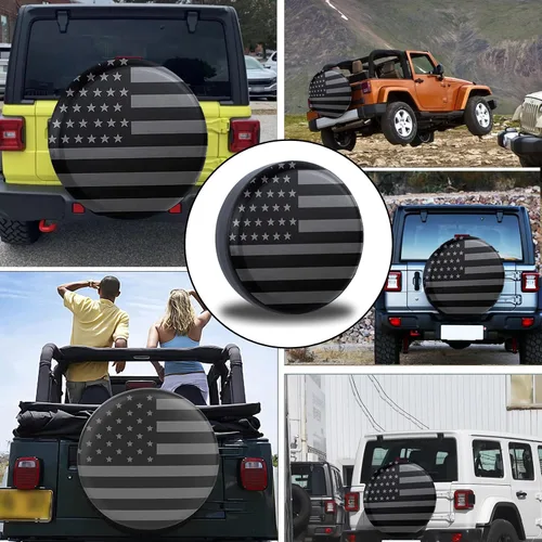 Vista 4 de gunhunt 1 pieza de cubierta de neumático con patrón de bandera estadounidense, cubierta de neumático de repuesto de PVC para auto de 14", cubierta