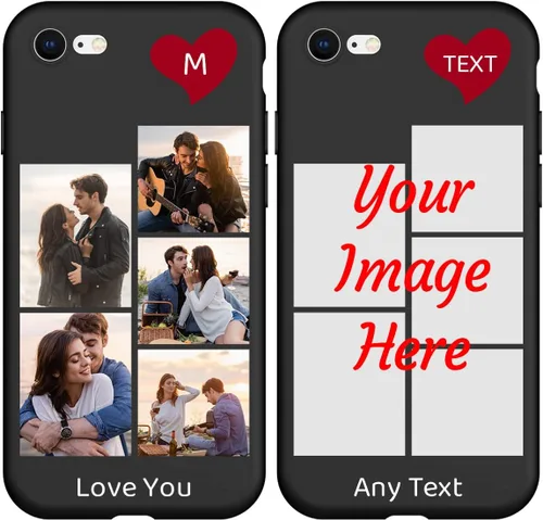 Vista 14 de Funda de teléfono con foto personalizada para iPhone 7 8 SE 2020 2022, imagen/texto personalizado, cubierta negra suave y delgada, regalo único