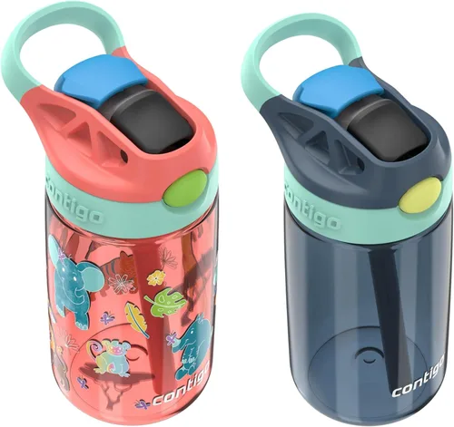 Vista 37 de Contigo Aubrey - Botella de agua para niños, paquete de 2, 20 onzas, azalea/jade y frambuesa azul. Azalea, tapa a prueba de derrames, apta