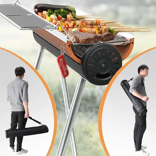 Vista 5 de Barbecue Charcoal Grill Outdoor Iron Barbecue Grill Portable Folding Barbecue Camping Tools Charcoal Grill Portable Charcoal Grill