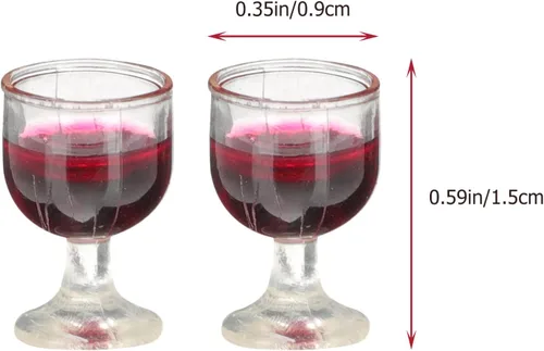 Vista 6 de NUOBESTY 10 copas de vino 1: 12 copas de cóctel para casa de muñecas, mini copas de vino tinto para decoración de casa de muñecas, accesorios