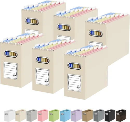 Vista 72 de Oterri Caja Organizadora de Archivos de Cartón para Carpetas Colgantes Tamaño Carta, Caja de Archivos para Escritorio de Computadora, Archivador