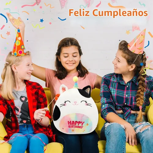 Vista 3 de Almohada de peluche de feliz cumpleaños de 12 pulgadas, juguete