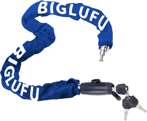 Vista 12 de Candado de cadena de bicicleta con llaves, cerradura de cadena de bicicleta Negro