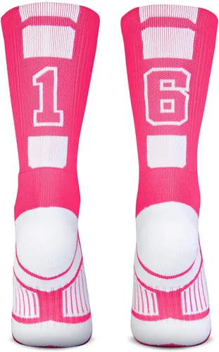 Vista 36 de ChalkTalkSPORTS Calcetines de equipo personalizados - Calcetines con números rosados Elige tu número