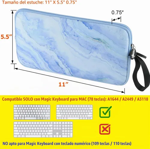 Vista 2 de Funda de neopreno para teclado de transporte, bolsa de protección compatible con teclado mágico 1 y 2, teclado inalámbrico, mouse mágico, trackpad