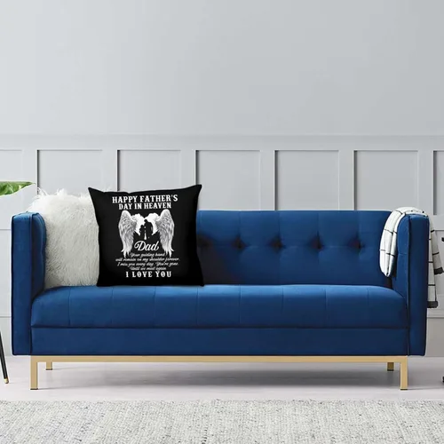 Vista 3 de NEzih Happy Fathers Day in Heaven Dad Square Throw Pillows Covers Bed Couch Square Throw Pillow Cases Farmhouse Home Decor Sofa Bedroom 18"x18