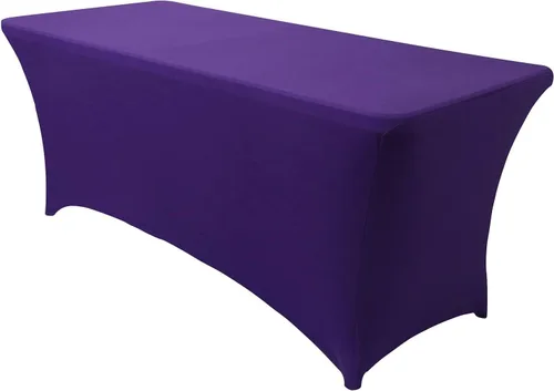 Vista 58 de Obstal Funda de mesa de elastano elástica de 4 pies para mesas plegables estándar, paquete de 2 manteles rectangulares universales ajustables