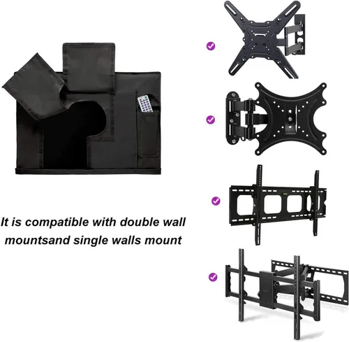 Vista 3 de Funda de TV para exteriores de 55 a 58 pulgadas, con cubierta inferior, fundas de TV impermeables 600D y material resistente a la intemperie a Negro