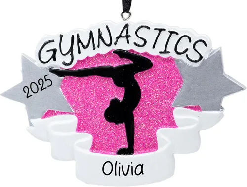Vista 7 de Adorno de Navidad personalizado de gimnasia 2026 Adorno de gimnasia en barra de equilibrio, decoración de mujer para árbol de Navidad, regalo