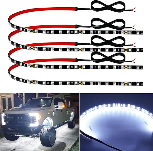 Vista 7 de Keiurot - Tira de luces LED azules de 12 V para automóviles, conectables de 12 pulgadas, paquete de 4 unidades IP68 Waterproof Flexible for Cars