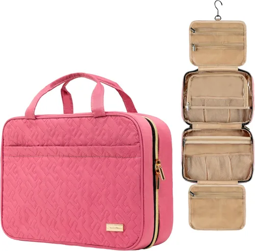 Vista 15 de Carrywell - Neceser de viaje con gancho para colgar, organizador de maquillaje, bolsa de cosméticos resistente al agua para contenedores