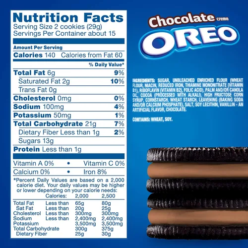 Vista 6 de OREO Galletas sándwich de chocolate con crema de chocolate, paquetes de 12 - 15.25 onzas