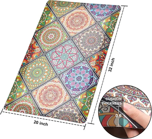 Vista 2 de QIYI Tapete de cocina bohemio antifatiga, acolchado de espuma de 3/5 pulgadas de grosor, impermeable, cómodo, para decoración de interiores