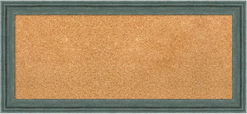 Vista 13 de Amanti Art Tablero de corcho natural para pared (20 x 14) con marco de madera azul rústico azul cielo, pequeño tablero de corcho para oficina