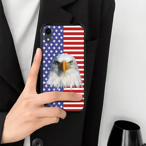 Vista 6 de DJSOK Funda compatible con iPhone XR, H American Eagle Flag con cuatro esquinas, protección a prueba de golpes, TPU suave y patrón de policarbonato