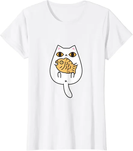 Vista 16 de Lindo gato playera Taiyaki y gato camisa Blanco