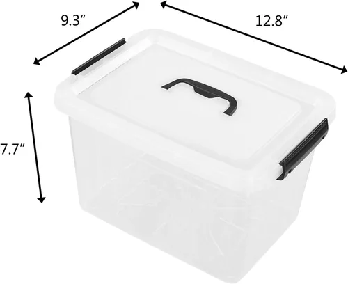 Vista 2 de Caja de almacenamiento de plástico de 12 cuartos de galón, contenedor de almacenamiento con asa, 1 paquete