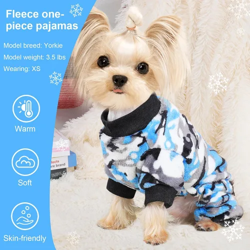 Vista 4 de Suéteres para perros pequeños, suéter cálido para mascotas, suéter para perros pequeños, pijama de forro polar para perro, suéter para cachorros
