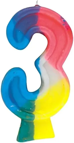 Vista 4 de Vela de cumpleaños arcoíris número "0", 2.75 pulgadas (1 unidad), centro de mesa de celebración de cera colorida, decoración perfecta para fiestas