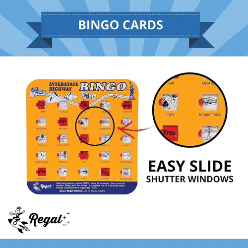 Vista 3 de Regal Games Juego de bingo de carreteras interestatales para viaje, cartas de bingo para vacaciones familiares, viajes en automóvil y viajes por