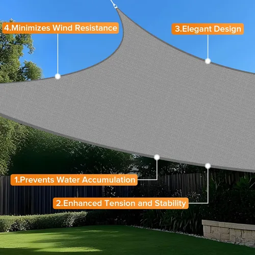 Vista 4 de Artpuch - Toldo rectangular tipo vela, con bordes curvados, grado comercial, 5.46 oz/yd², permeable, para exteriores, terraza, patio trasero
