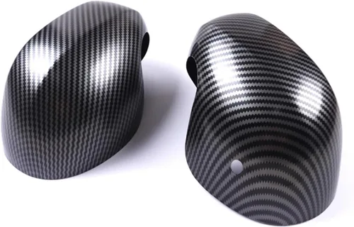 Vista 27 de Cubierta de espejo retrovisor lateral compatible con Mini Cooper R50-R53 DC01 Black Jack ABS - Tapa de espejo exterior adhesiva para Gen 1 R50 R53