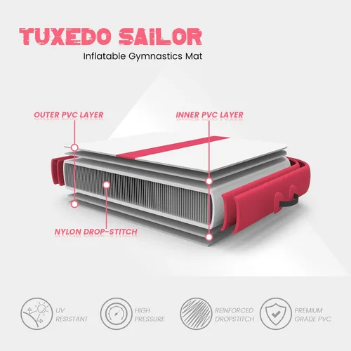 Vista 3 de [Usado] Tuxedo Sailor Colchoneta inflable para gimnasia con bomba de aire eléctrica para gimnasia/entrenamiento/hogar/animadora/agua/gimnasio/yoga