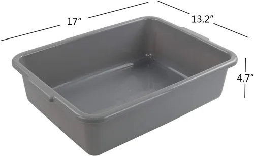 Vista 2 de Xyskin 4 paquetes caja de autobús comercial gris de 13 litros, tina de autobús utilitaria plástica