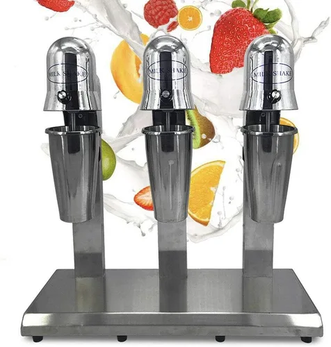 Vista 5 de Máquina comercial de batido de 3 cabezales, mezclador de bebidas de acero inoxidable, 110 V, 18000 RPM, máquina de helados, exprimidores de batidos