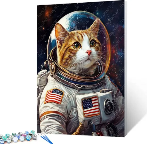 Vista 8 de Tucocoo Graffiti Astronauta - Pintura por números para adultos, espacio exterior, astronauta, pintura al óleo digital, pintura acrílica, kits