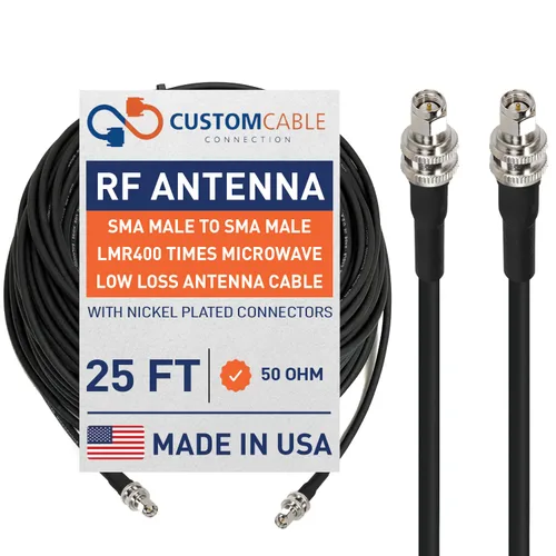 Vista 14 de Custom Cable Connection Cable de antena coaxial de baja pérdida de 1 pie SMA macho a SMA macho LMR400 veces microondas 50 ohmios