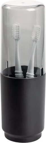 Vista 9 de iDesign Austin - Soporte cubierto de metal para cepillos de dientes, para cepillos regulares y eléctricos en baños de dormitorios universitarios
