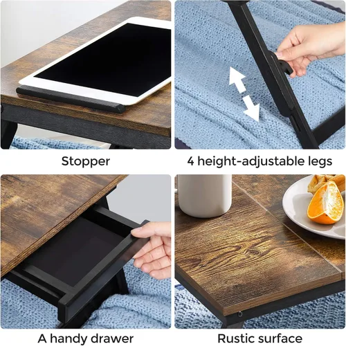 Vista 7 de SONGMICS ULLD110B01 - Mesa de escritorio para laptop, bandeja para cama o sofá, desayuno, parte superior inclinable ajustable, para diestros