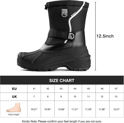Vista 6 de FREE SOLDIER Botas de nieve para hombre, impermeables, aisladas, antideslizantes, con forro extraíble