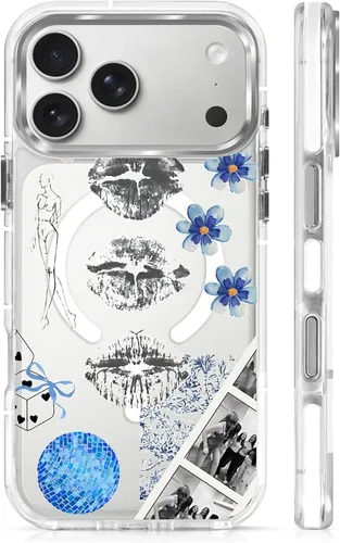Vista 41 de Funda para iPhone 13 Pro, transparente con bonito patrón de tiburón azul, compatible con Magsafe funda protectora suave para mujeres y niñas (blanco)