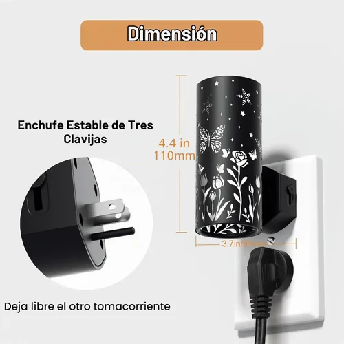Vista 4 de Luces nocturnas LED enchufables a la pared, paquete de 2 luces nocturnas brillantes de 3000 K, del atardecer al amanecer, regulables de 0 a 100